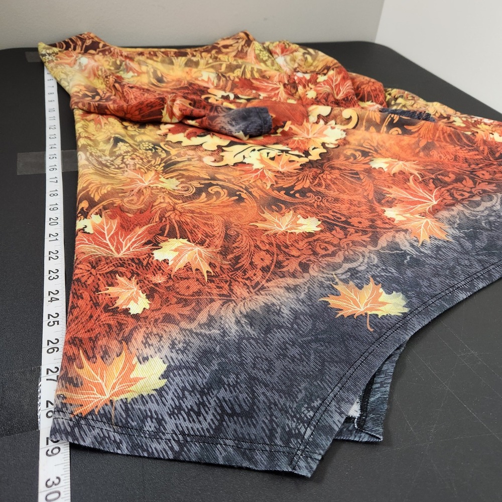One World Live and Let Live Pumpkin Fall Tunic Top V-Neck 3/4 Sleeve Orange 1X - Picture 6 of 9